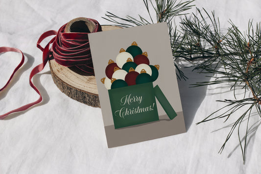 "Boxed Ornaments" Christmas Greeting Card