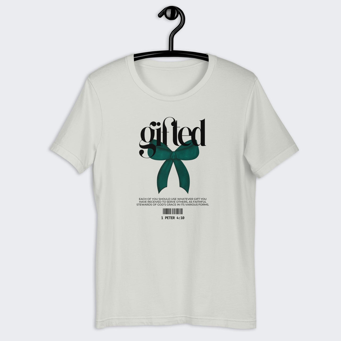 1 Peter 4:10 "Gifted" Unisex T-Shirt (Green Bow)