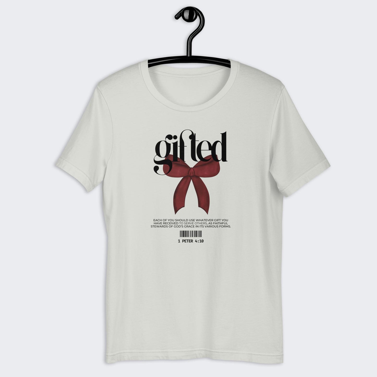 1 Peter 4:10 "Gifted" Unisex T-Shirt (Red Bow)
