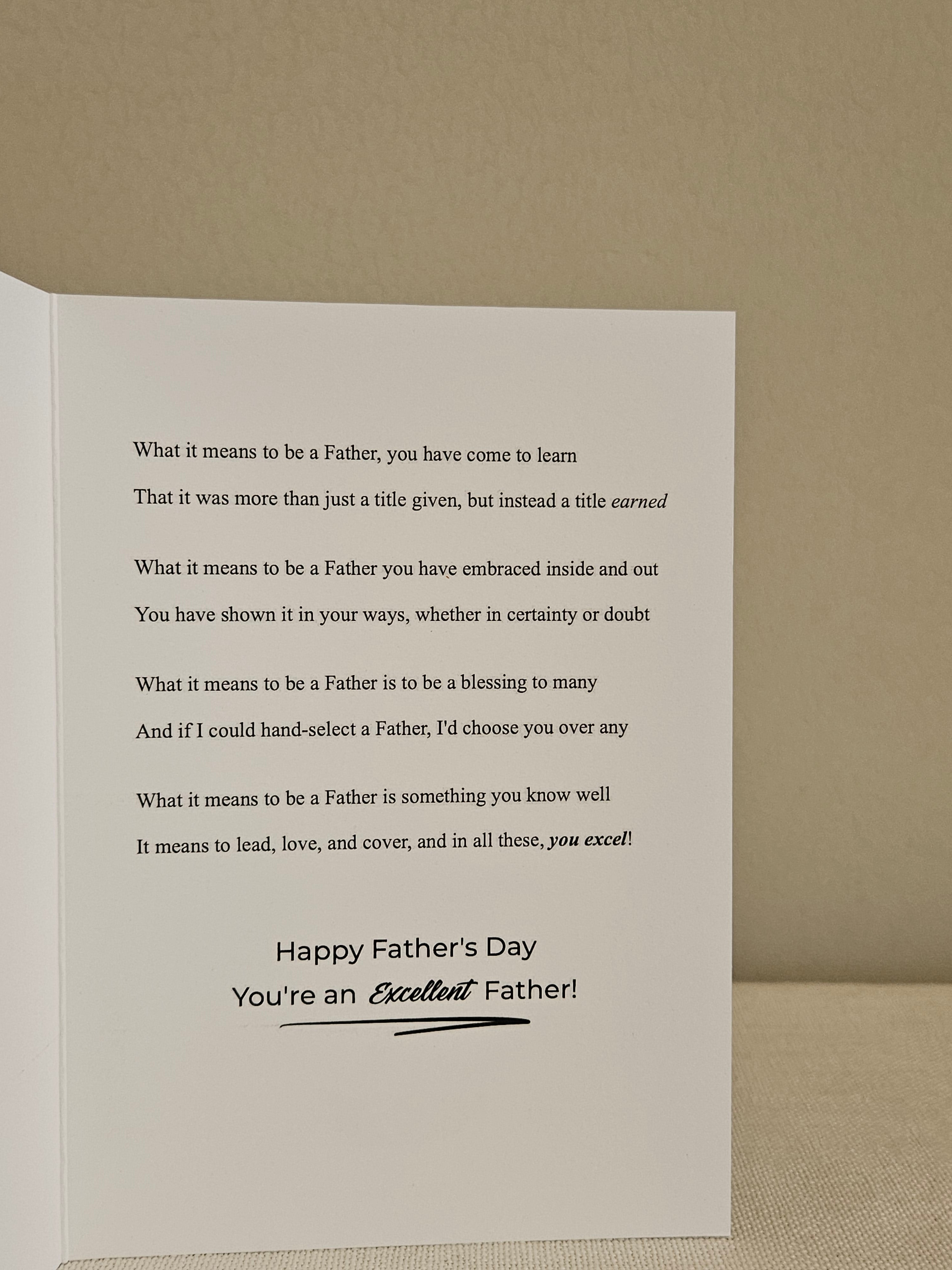 "You're An Excellent Father" (Green) Father's Day Card