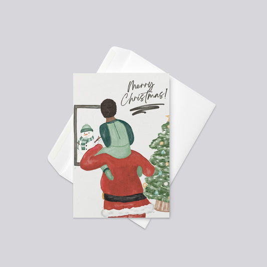 "Christmas with Santa " (Little Boy) Christmas Greeting Card