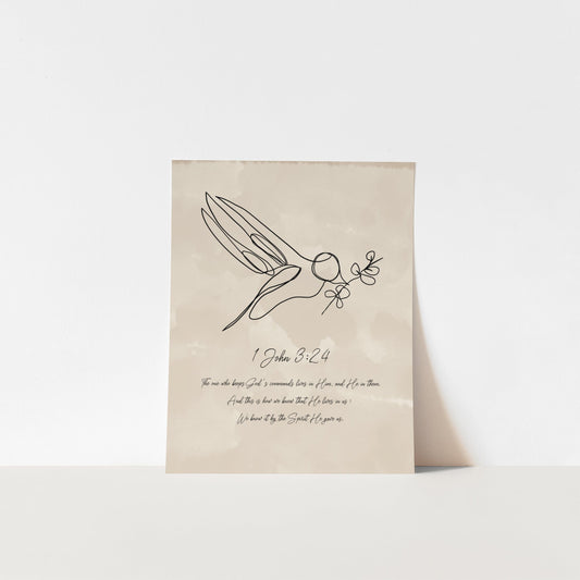 Peace Like A Dove 1 John 3:24  Art Print (Marble)