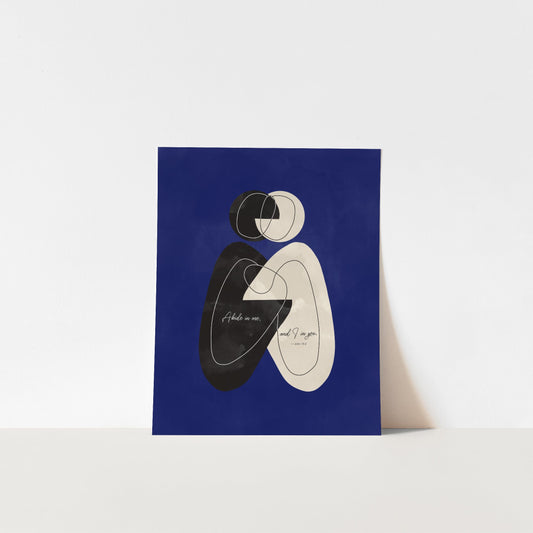 Spiritually Balanced John 15:4 Art Print (Oceans Blue)