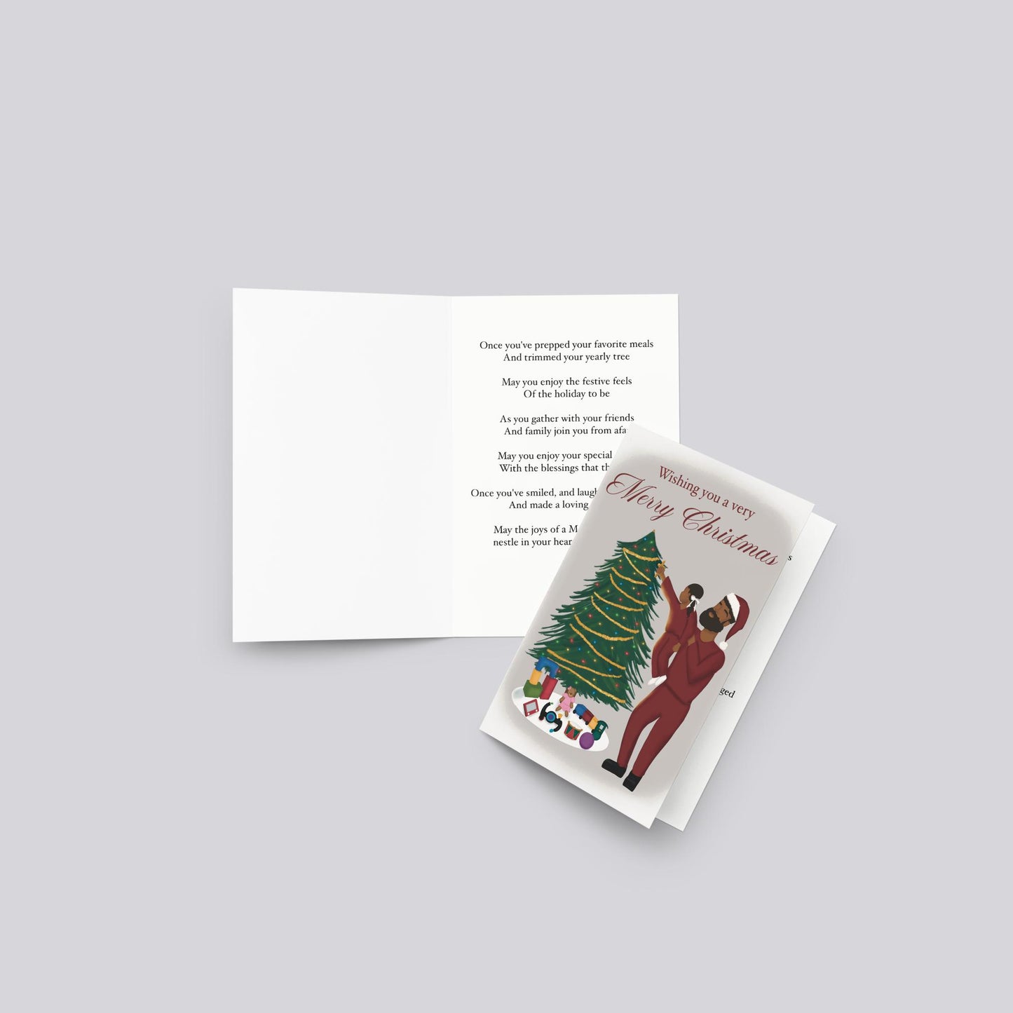 "Trimming The Tree" Christmas Greeting Card