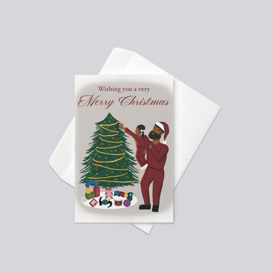 "Trimming The Tree" Christmas Greeting Card