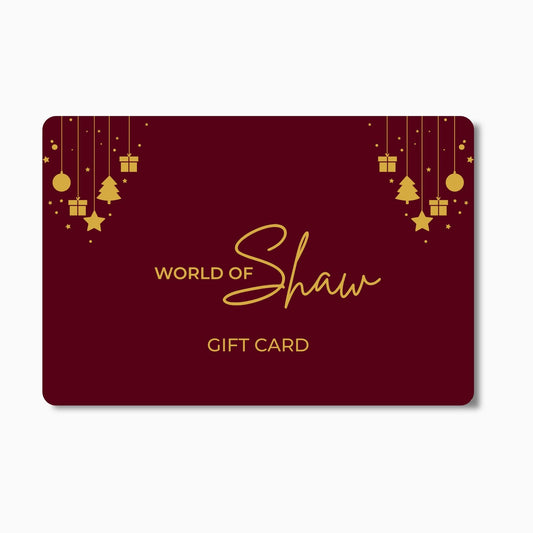 World of Shaw Burgundy & Gold Christmas E- Gift Card