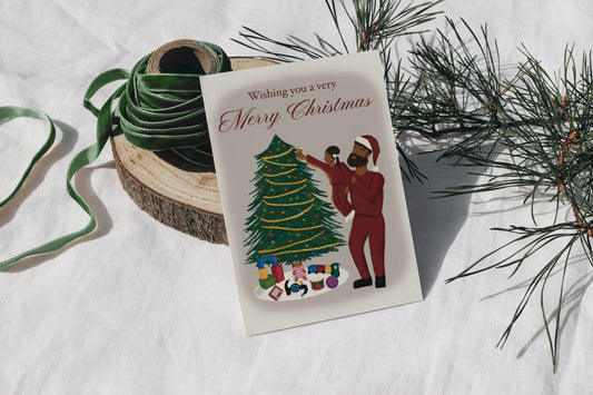 "Trimming The Tree" Christmas Greeting Card