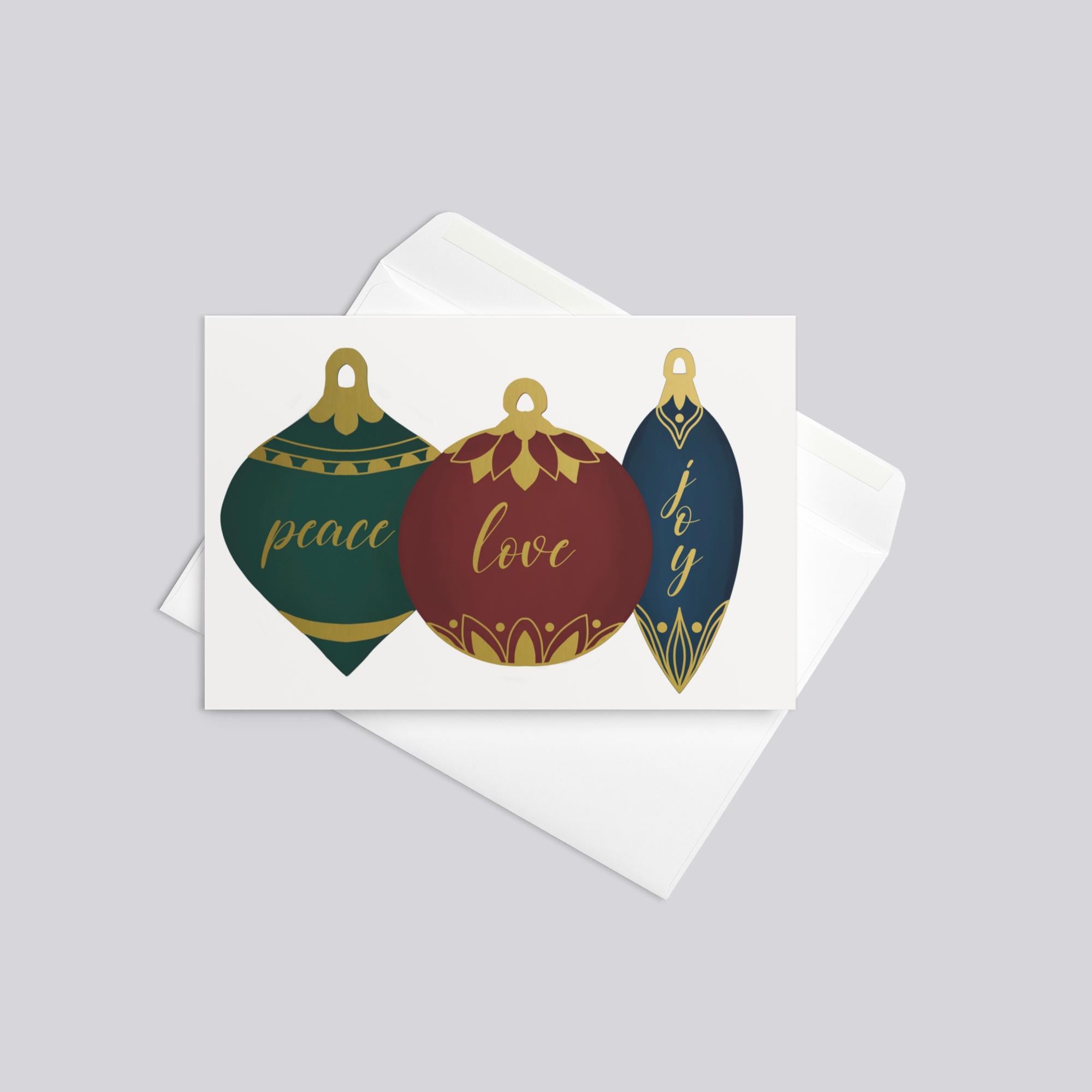Peace Love Joy!  Christmas Greeting Card (Gold Foil Design)